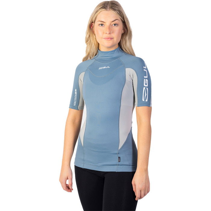 2024 Gul Frauen Recore Kurzarm Uv Rashguard Rg0330 - Blau / Grau